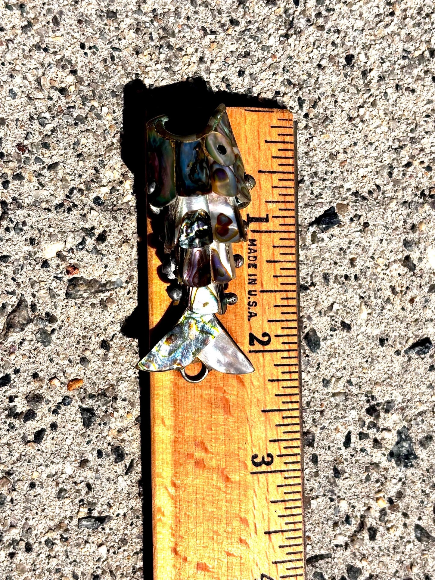Vintage Articulated Mexican Fish Pendant/Keychain Bottle Opener with Abalone Inlay