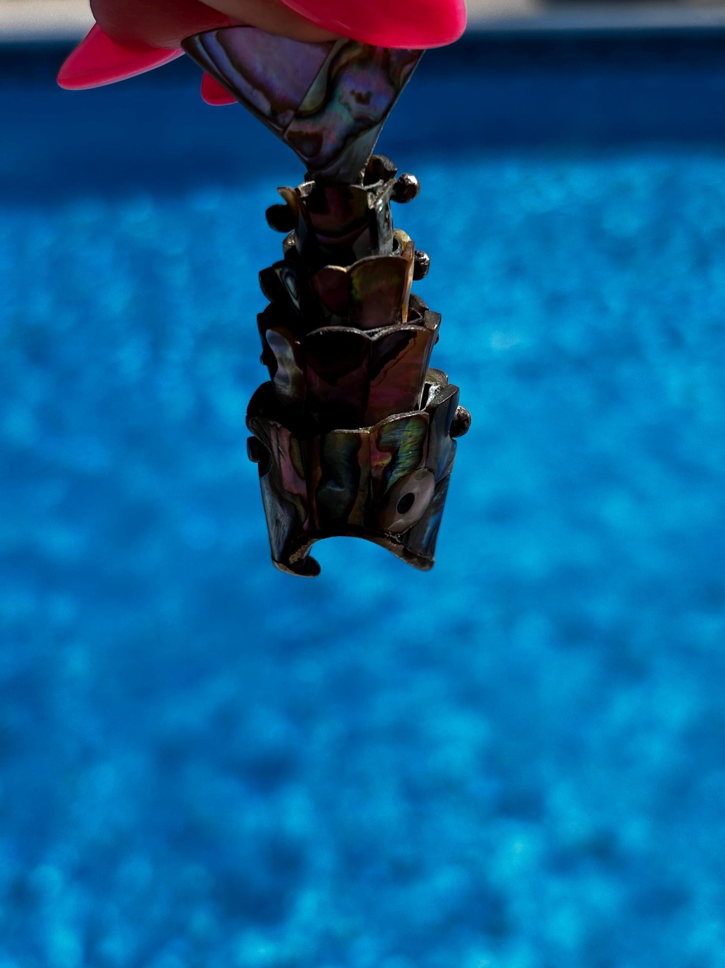 Vintage Articulated Mexican Fish Pendant/Keychain Bottle Opener with Abalone Inlay