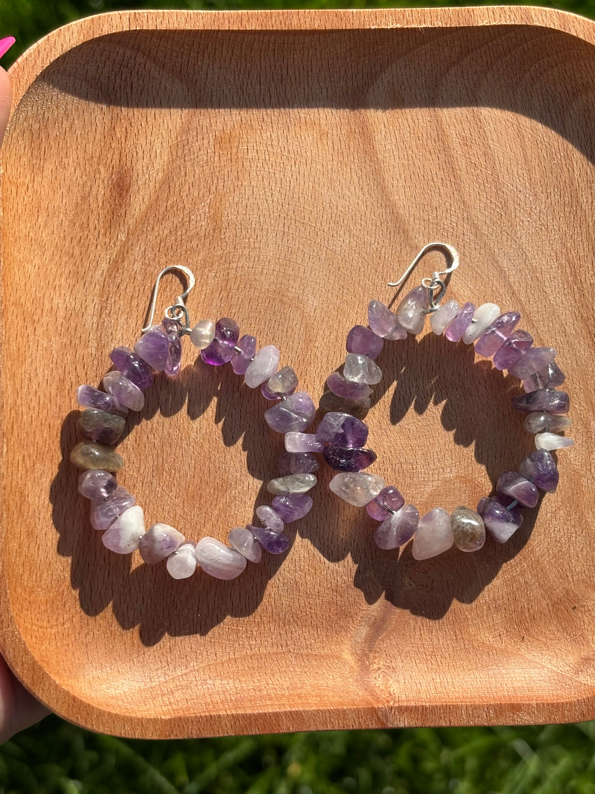Handmade Amethyst Hoop Earrings