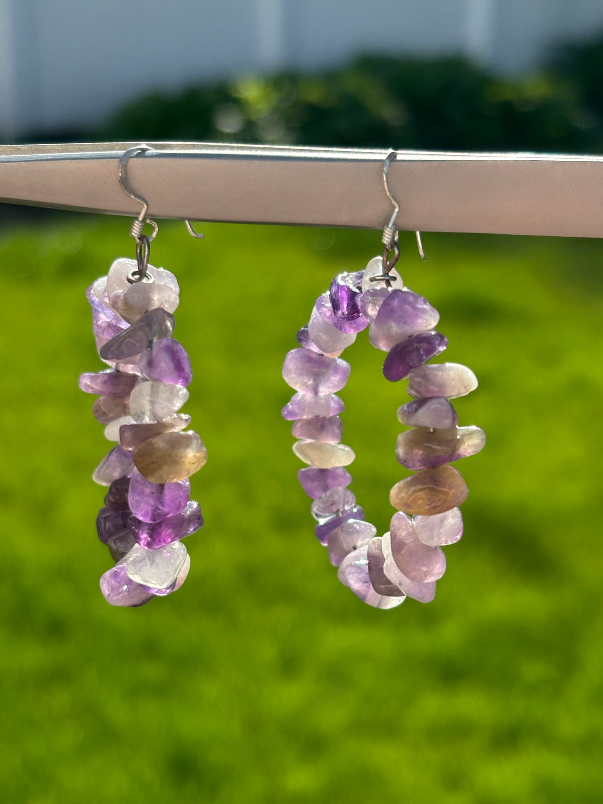 Handmade Amethyst Hoop Earrings