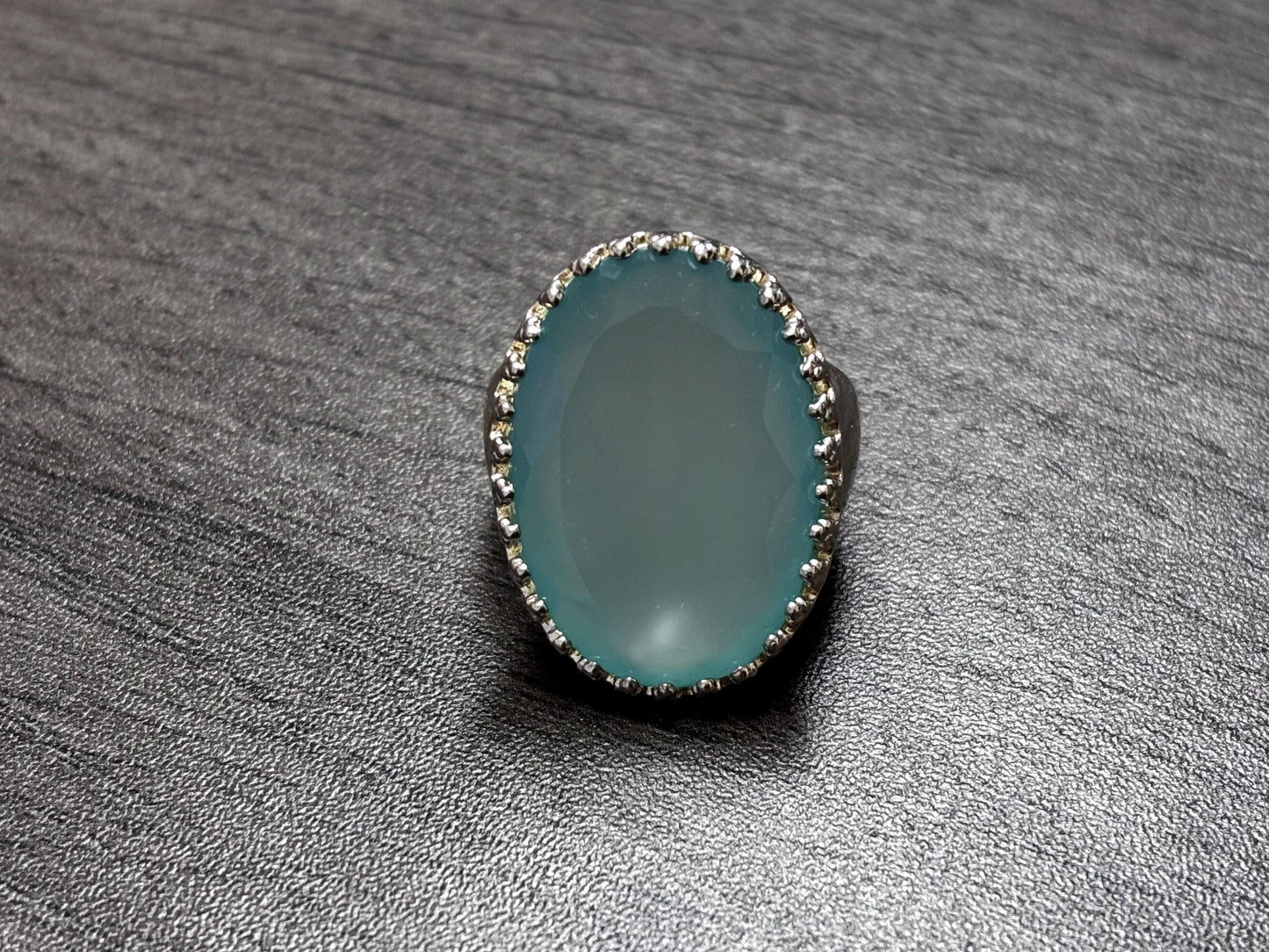 JCM, Oval Green Quartz, Sterling Silver Ring, Size 8