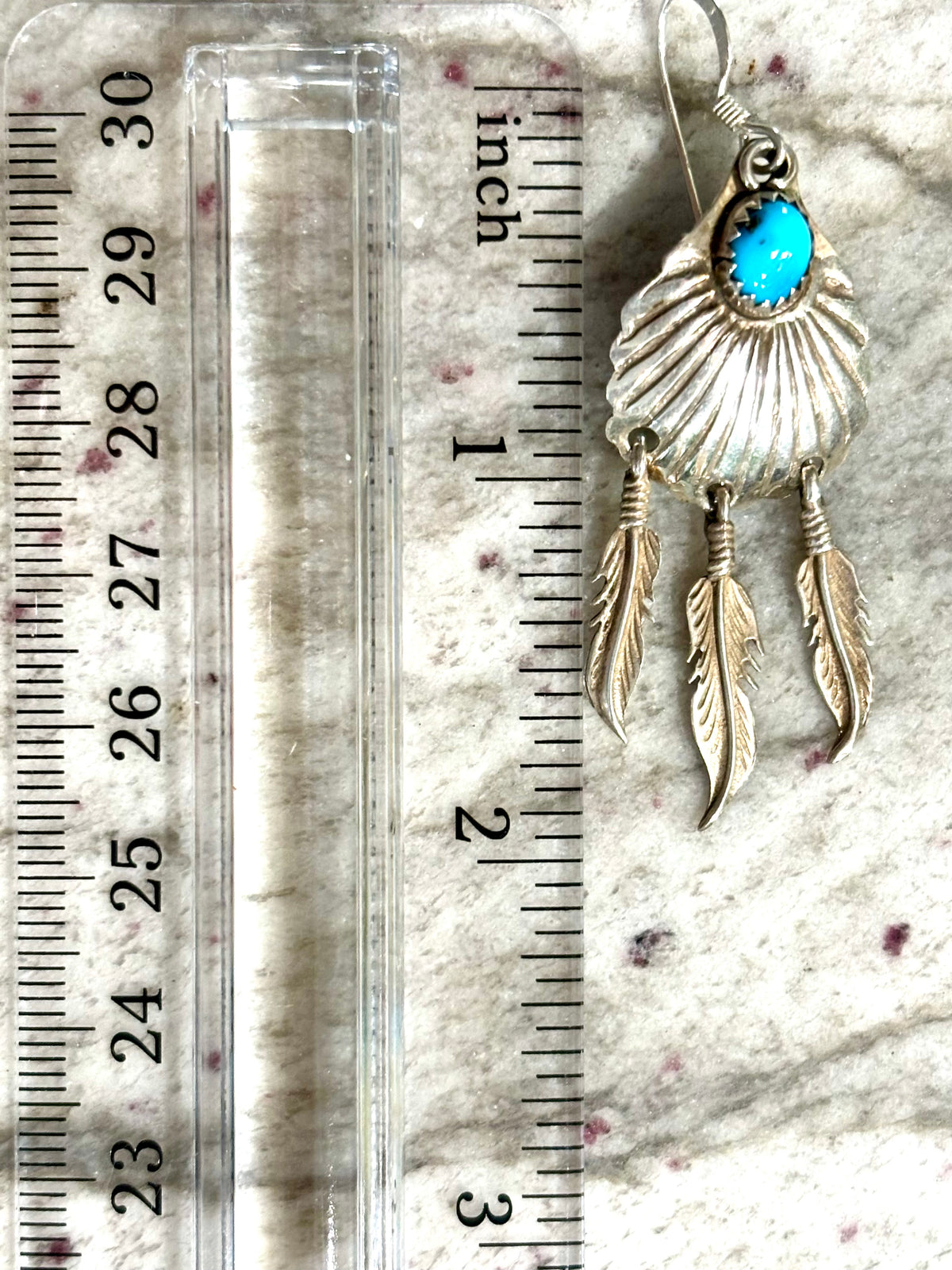 Turquoise Feather Dangle Earrings