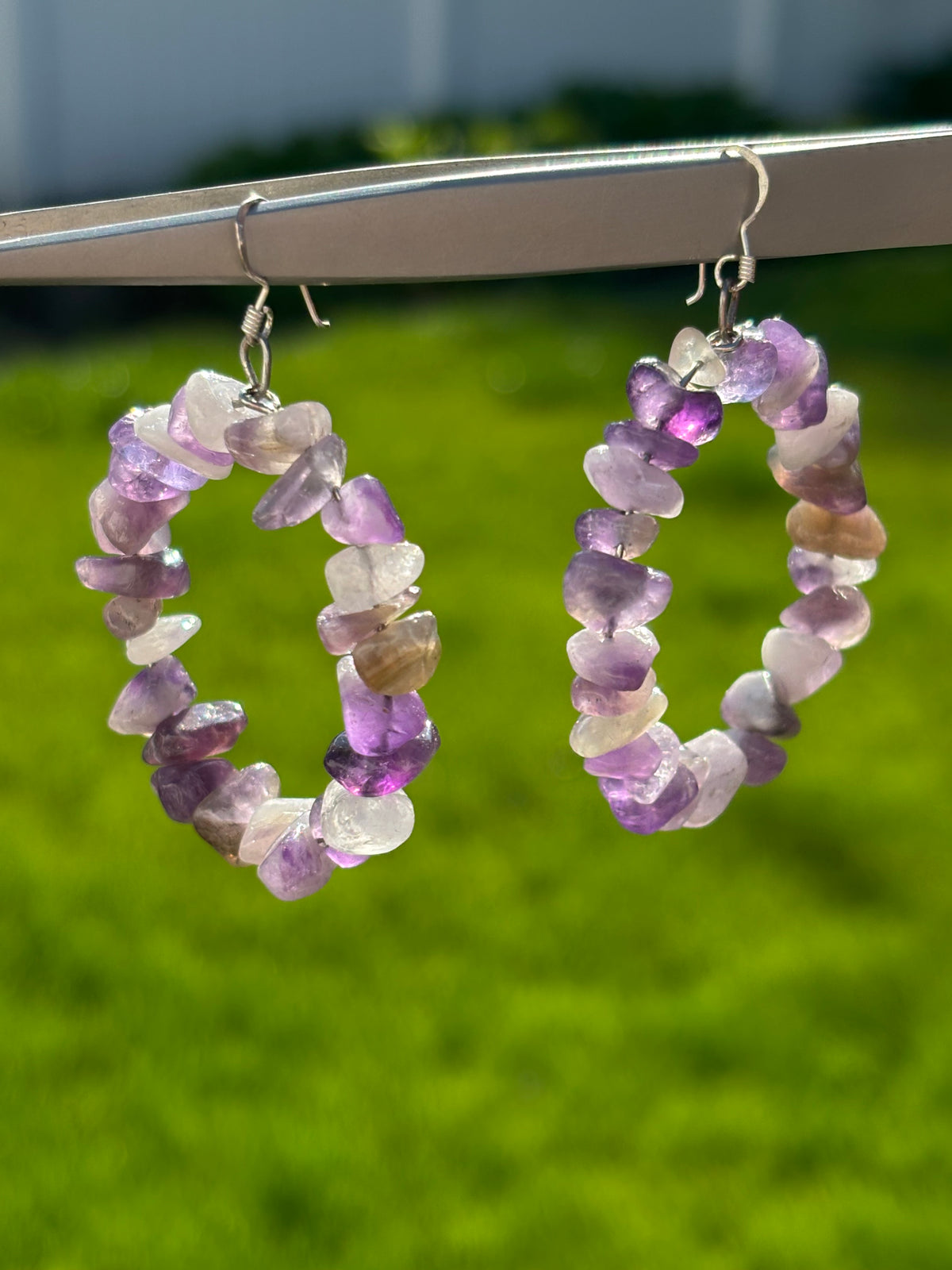 Handmade Amethyst Hoop Earrings