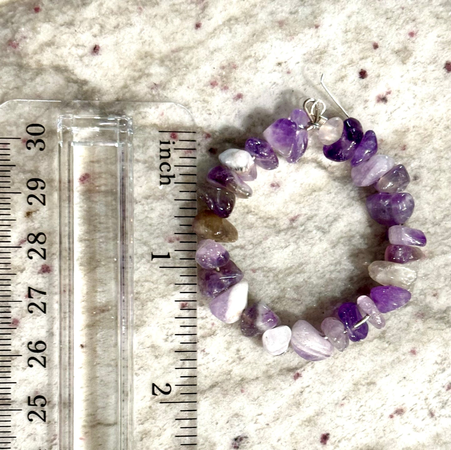 Handmade Amethyst Hoop Earrings. Sterling Silver Hooks. February Birthstone Earrings