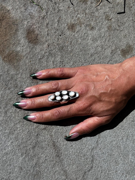 Native Mother of Pearl Ring, Signed. Size 9