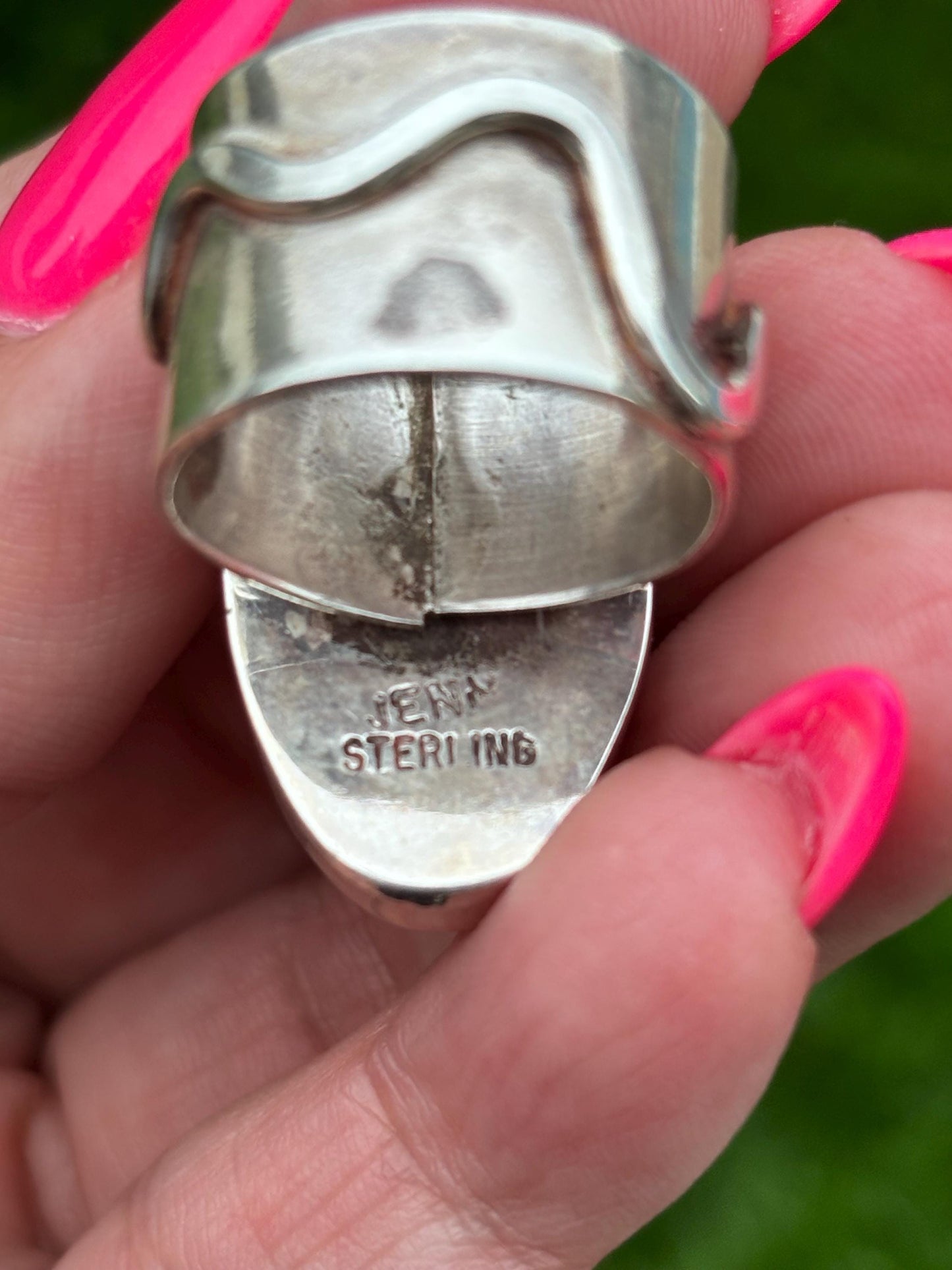 Sterling Silver Pink Conch Ring, Stamped Jenn Sterling | Size 6 3/4 | Handcrafted