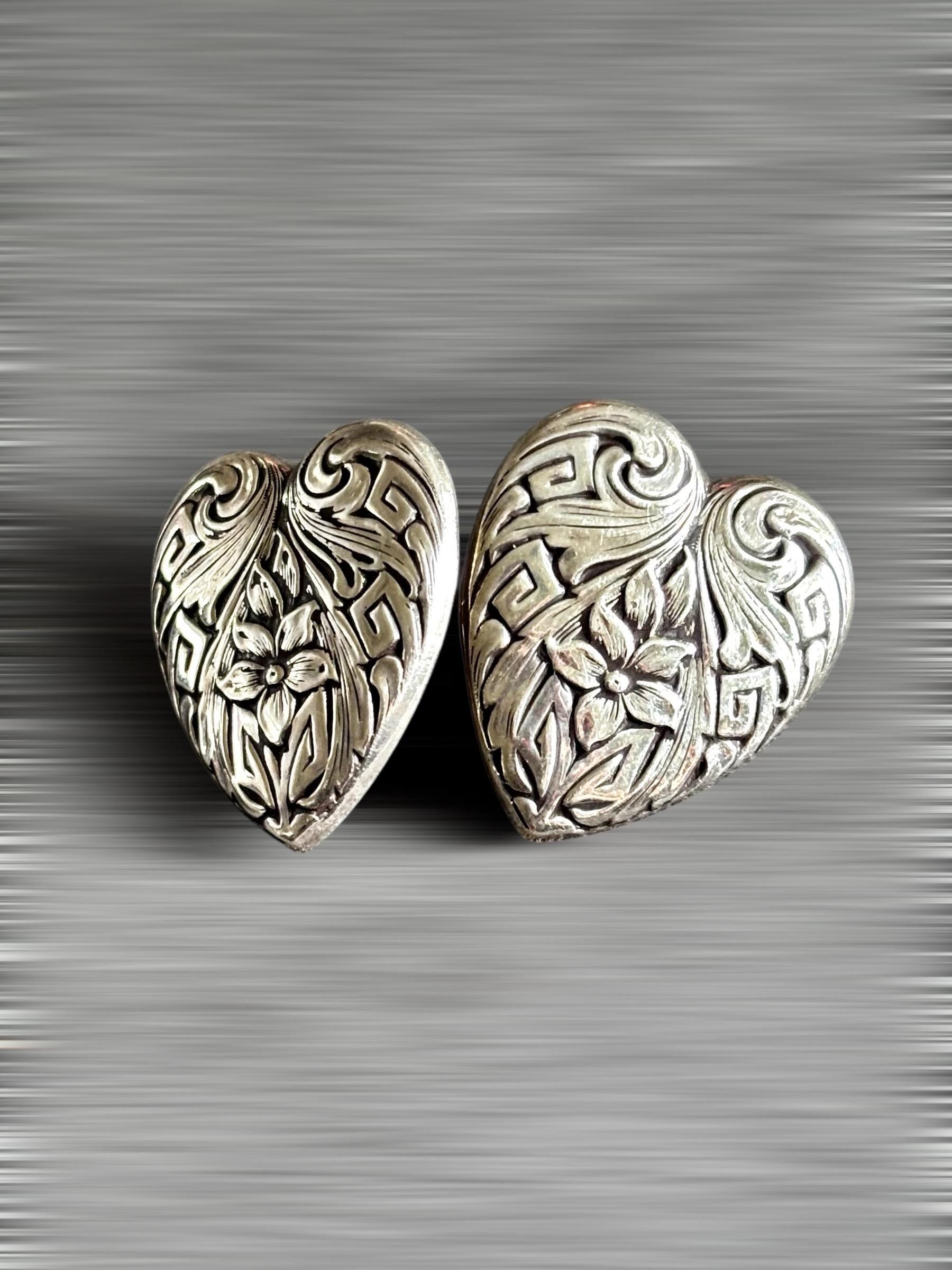 Vintage Heart-Shaped Sterling Silver Earrings