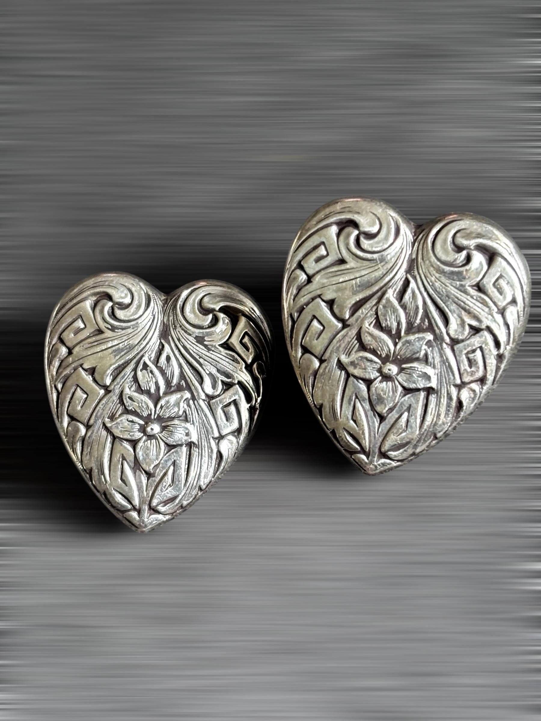 Vintage Heart-Shaped Sterling Silver Earrings
