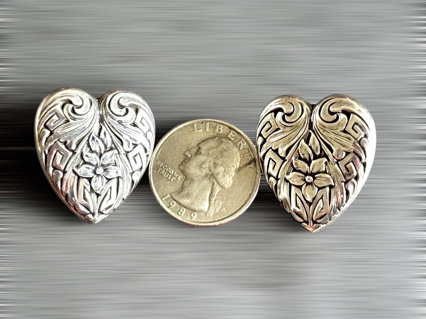Vintage Heart-Shaped Sterling Silver Earrings