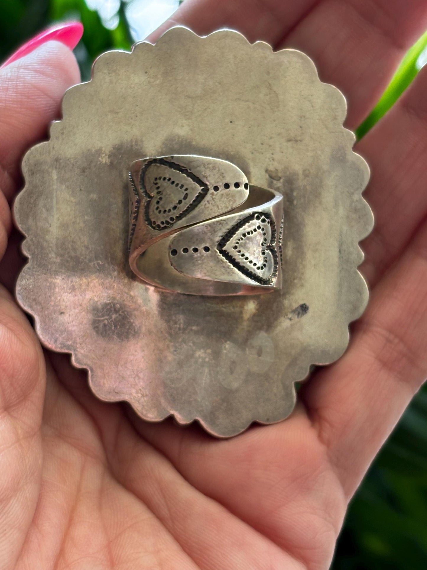 Vintage Federico Jimenez Sterling Silver Heart Cluster Ring