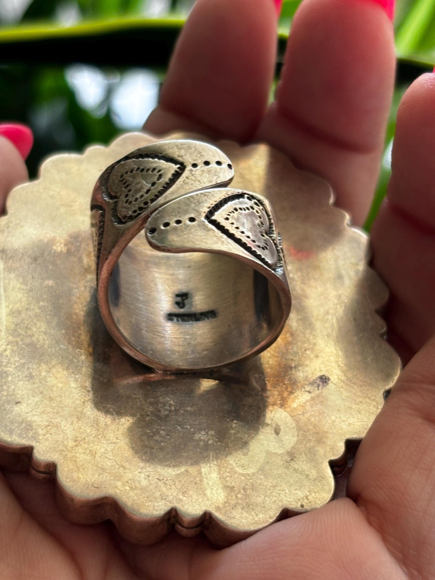 Vintage Federico Jimenez Sterling Silver Heart Cluster Ring