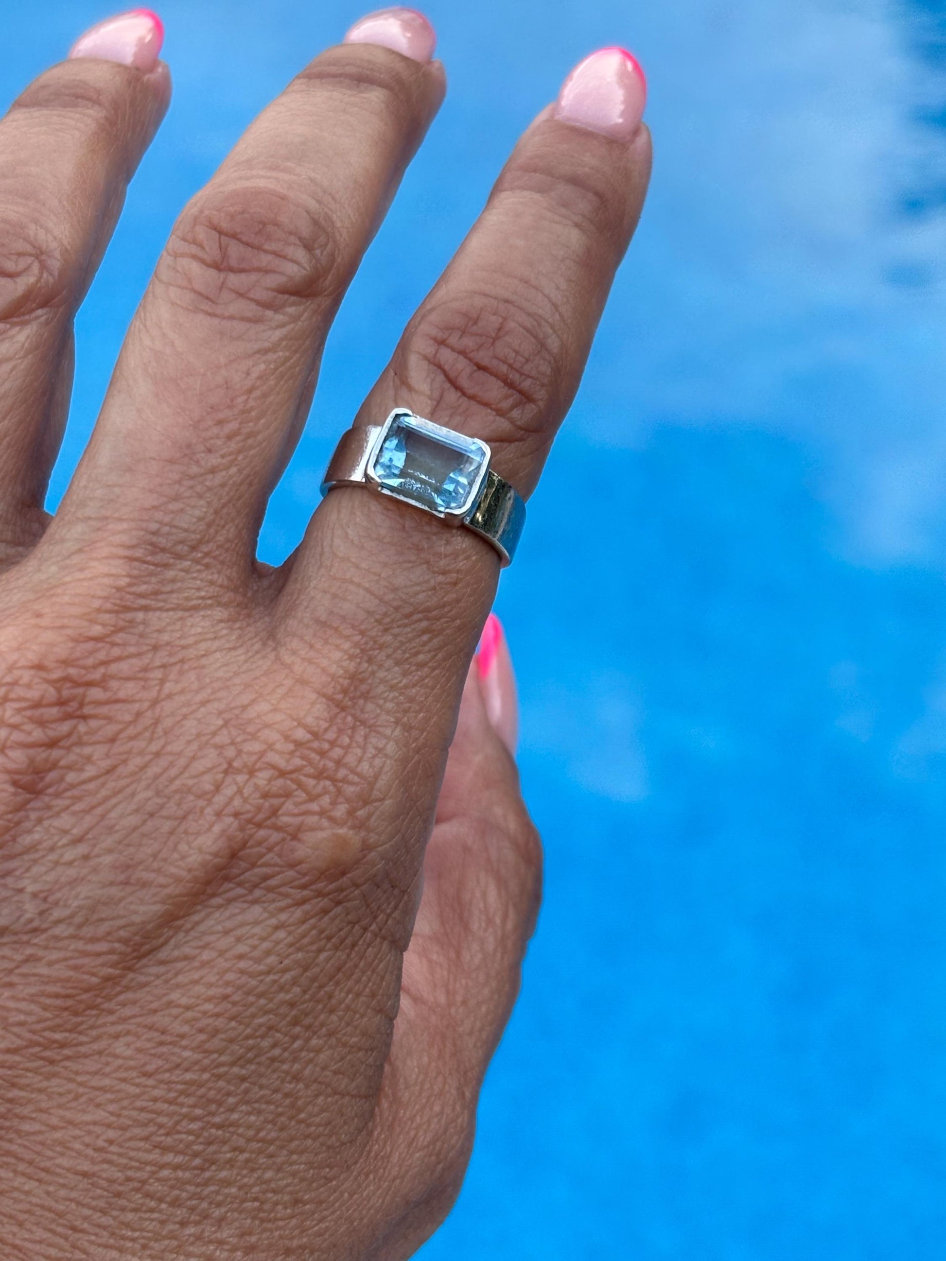 Sterling Silver Blue Topaz Ring – Size 6 – December Birthstone Jewelry