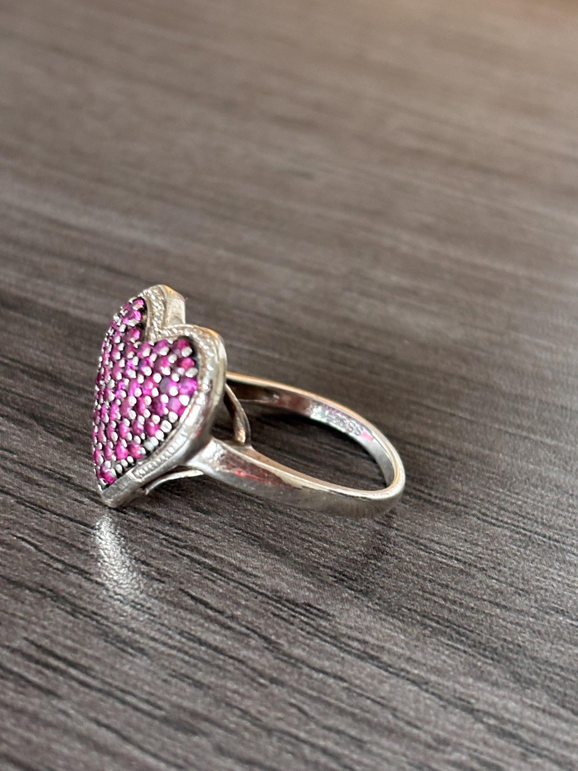 Sterling Silver Heart Ring with Bold Pavé Set Stones