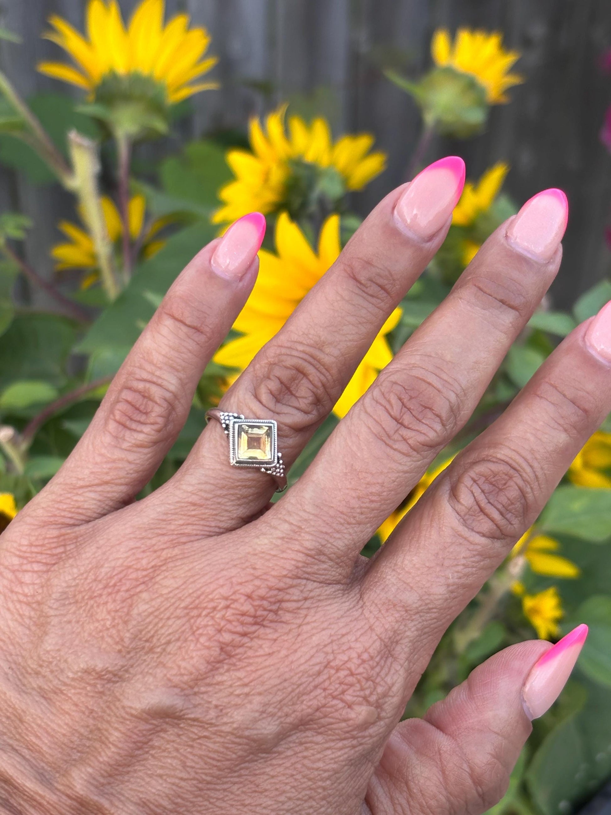 Sterling Silver Citrine Ring – Size 7 – November Birthstone Jewelry