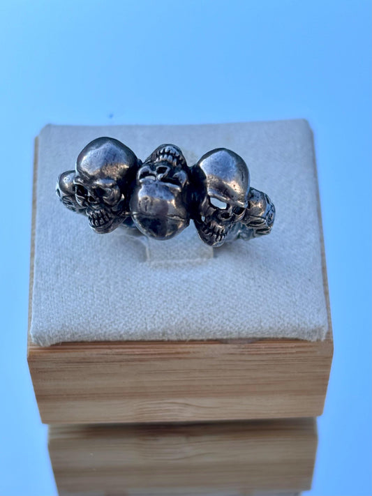 Sterling Silver Skull Band Ring | Size 10.5