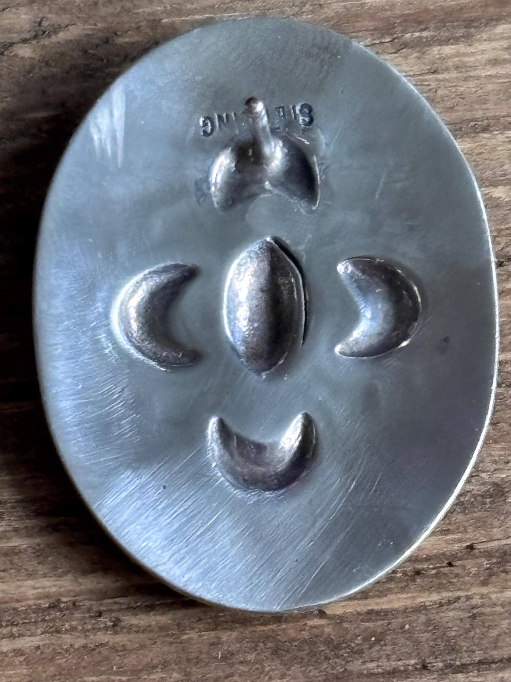 Vintage Sterling Silver Oval Concho Earrings with Heart Backs