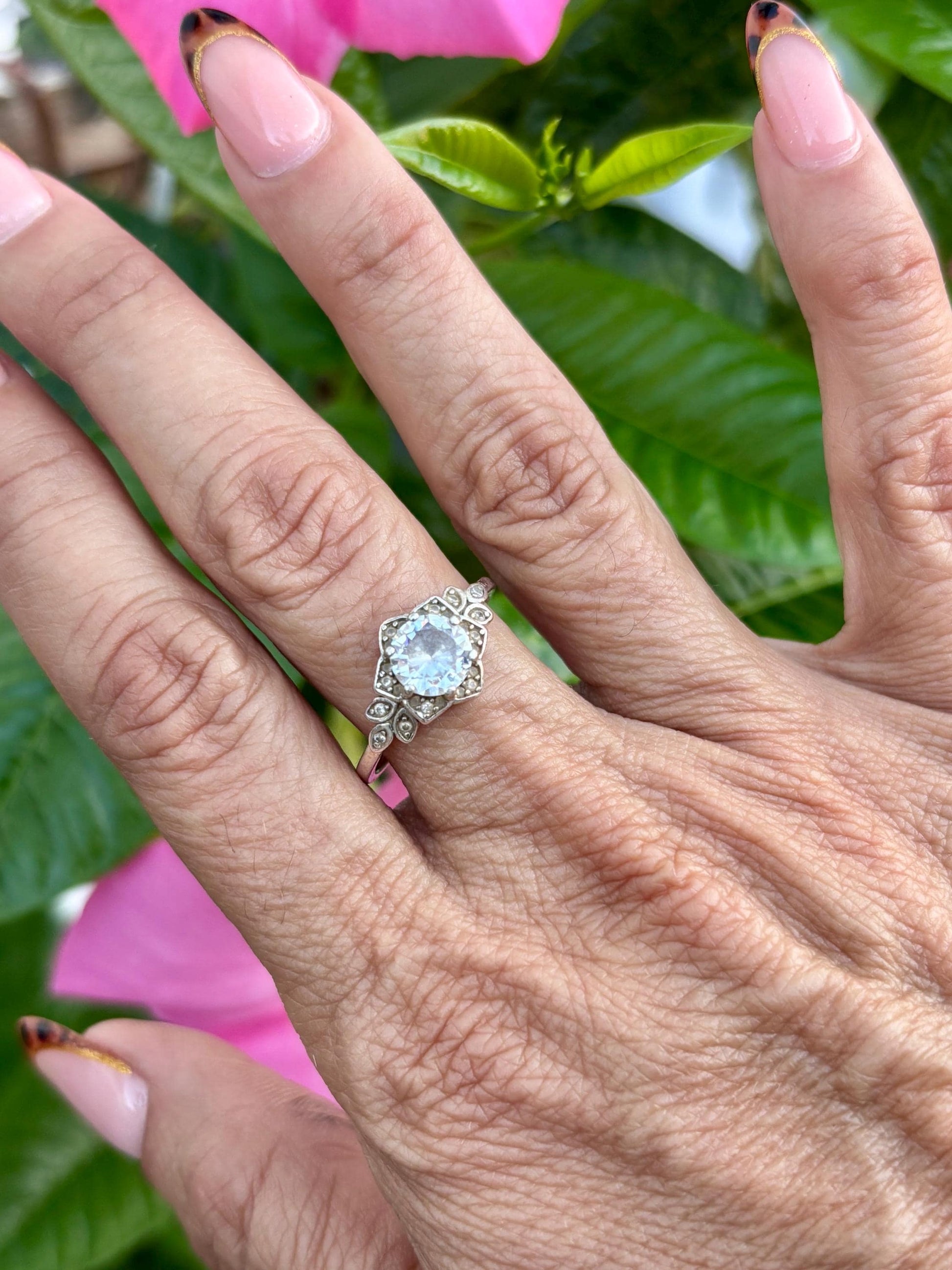 Sterling Silver Ring | Size 8.75 | Leaf & Vine Motif | Vintage-Inspired Statement, Engagement or Promise Ring