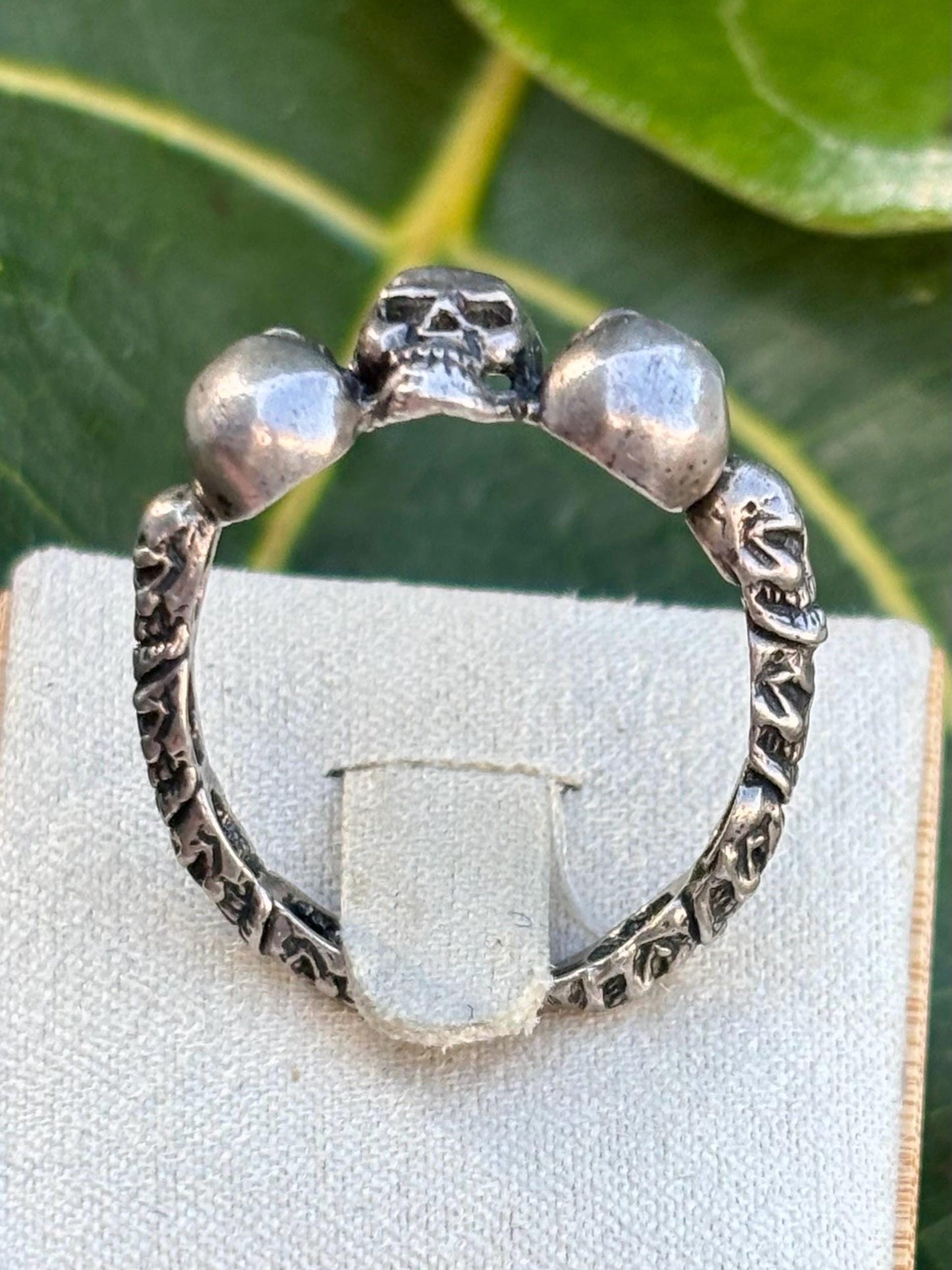 Sterling Silver Skull Band Ring | Size 10.5