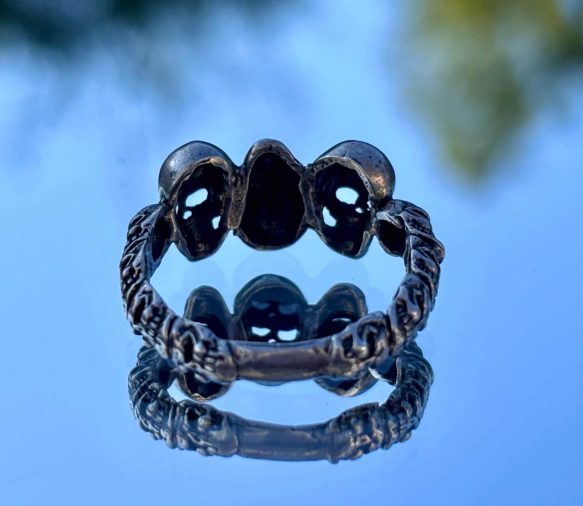 Sterling Silver Skull Band Ring | Size 10.5