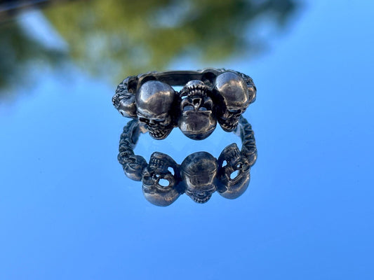 Sterling Silver Skull Band Ring | Size 10.5
