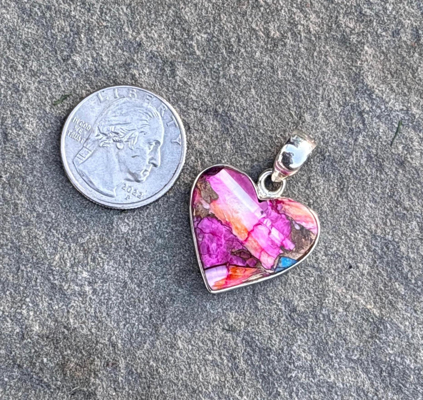 Sterling Silver Pink Dahlia Heart Pendant