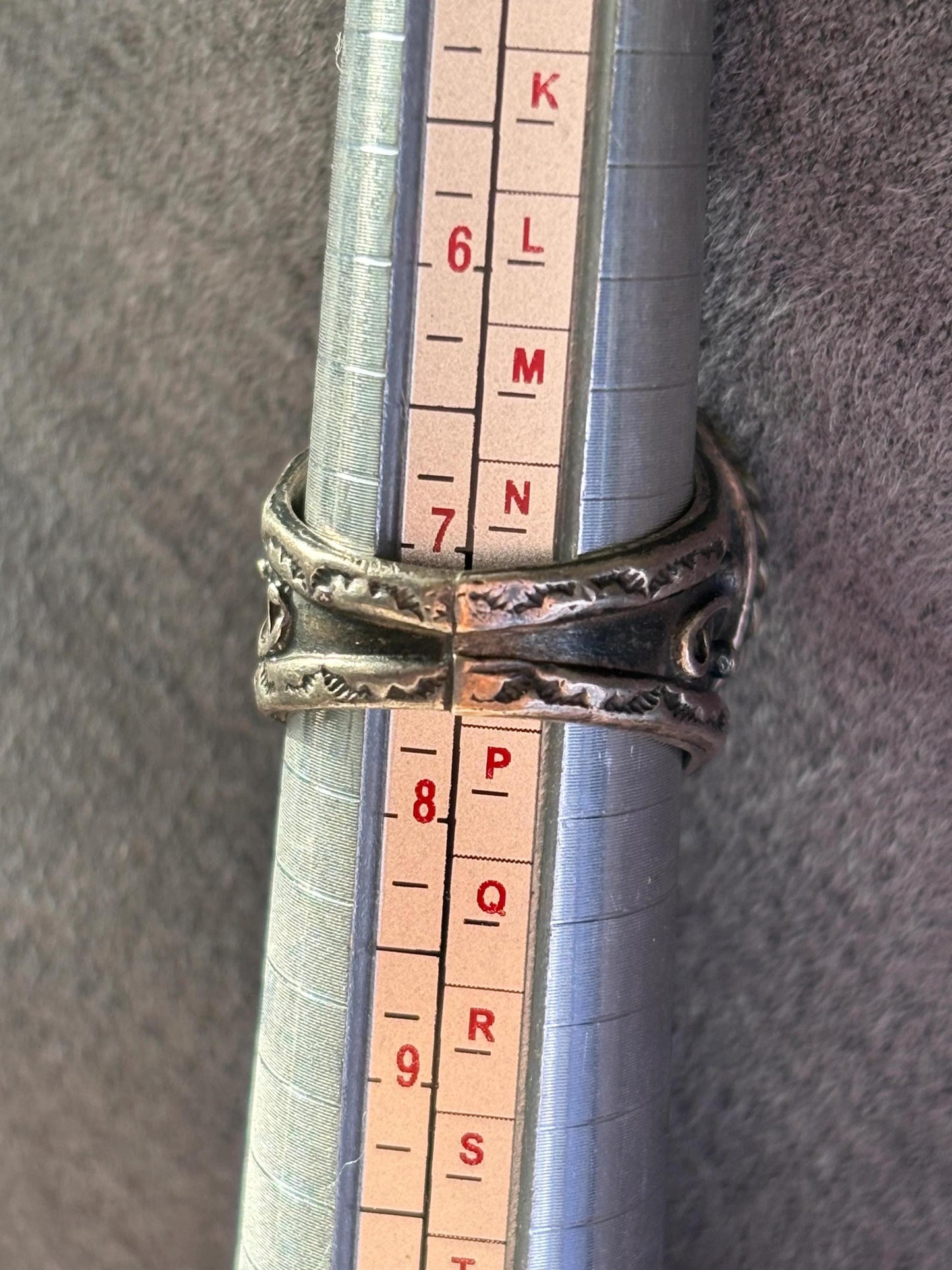 Vintage Native Sterling Silver Turquoise Ring. Handcrafted Navajo Statement Ring. Size 7