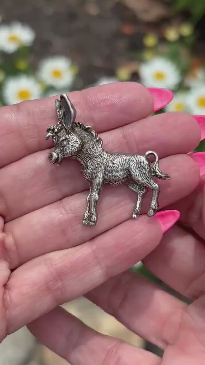 Vintage Beau Sterling Donkey Brooch – Silver Sass with Mid-Century Class