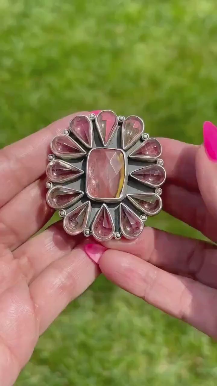 Federico Jimenez Sterling Silver Rose Quartz Ring | Oversized Statement Cocktail Ring | Collectible Designer Jewelry
