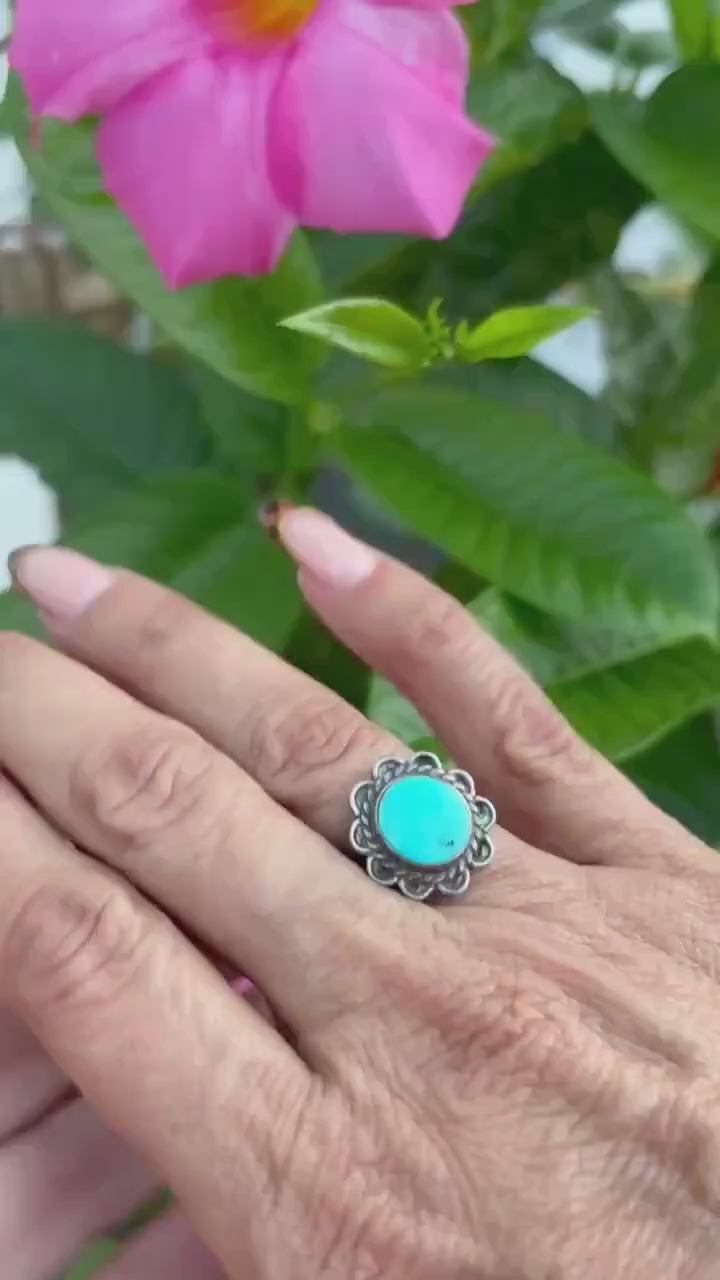 Vintage Sterling Silver Turquoise Ring – Size 5 3/4