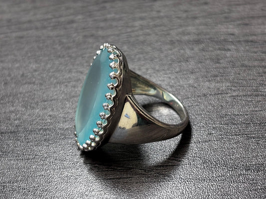 JCM, Oval Green Quartz, Sterling Silver Ring, Size 8