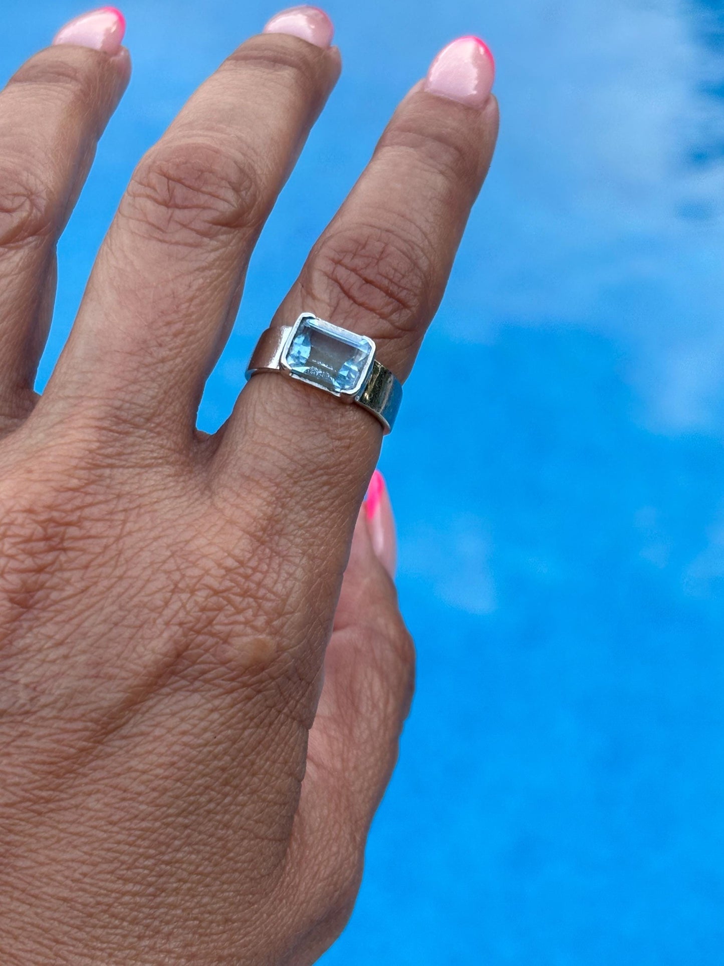 Sterling Silver Blue Topaz Ring  – Size 6 – December Birthstone Jewelry