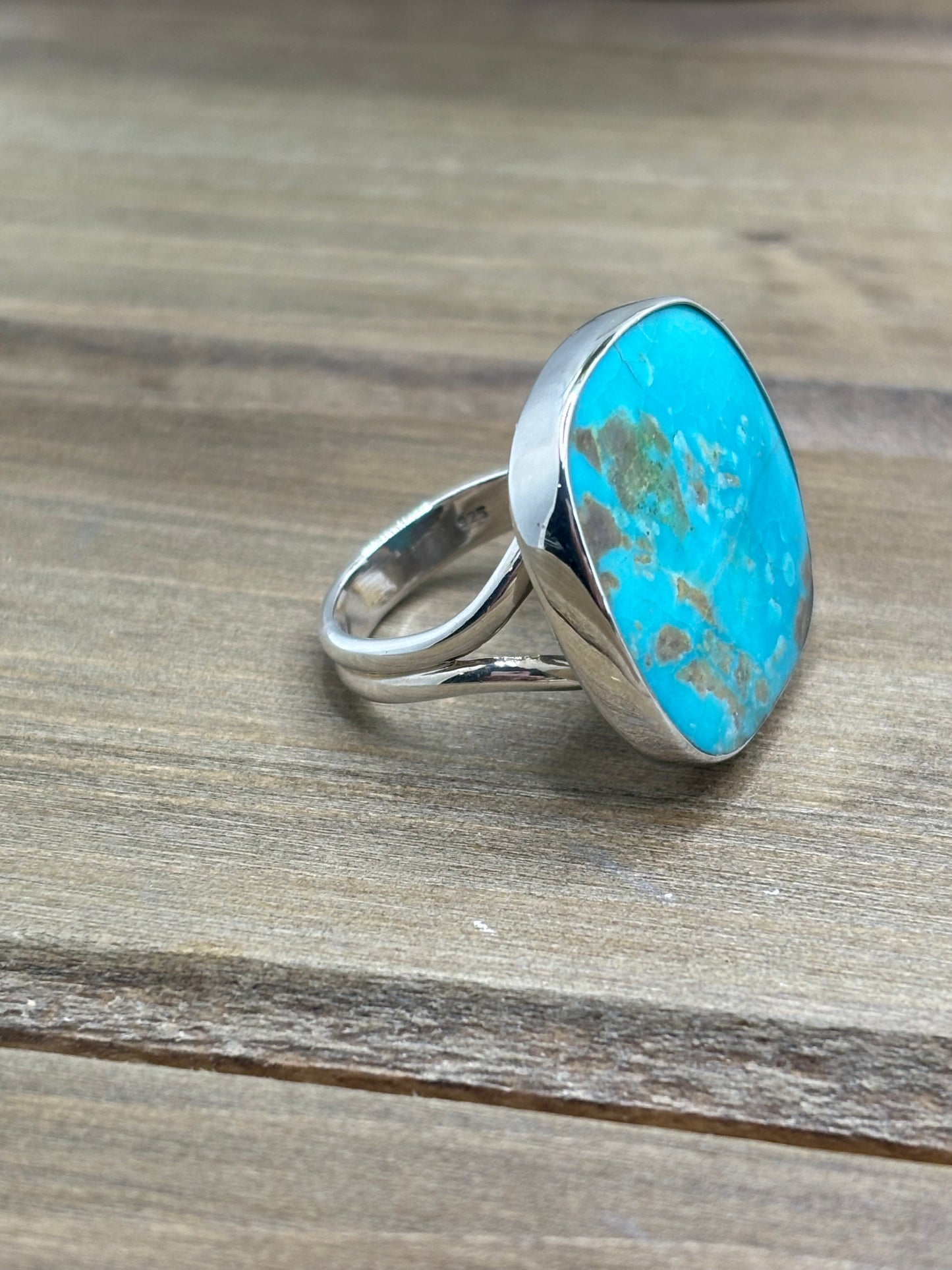 Vintage Turquoise Statement Ring, Sterling Silver, Size 8