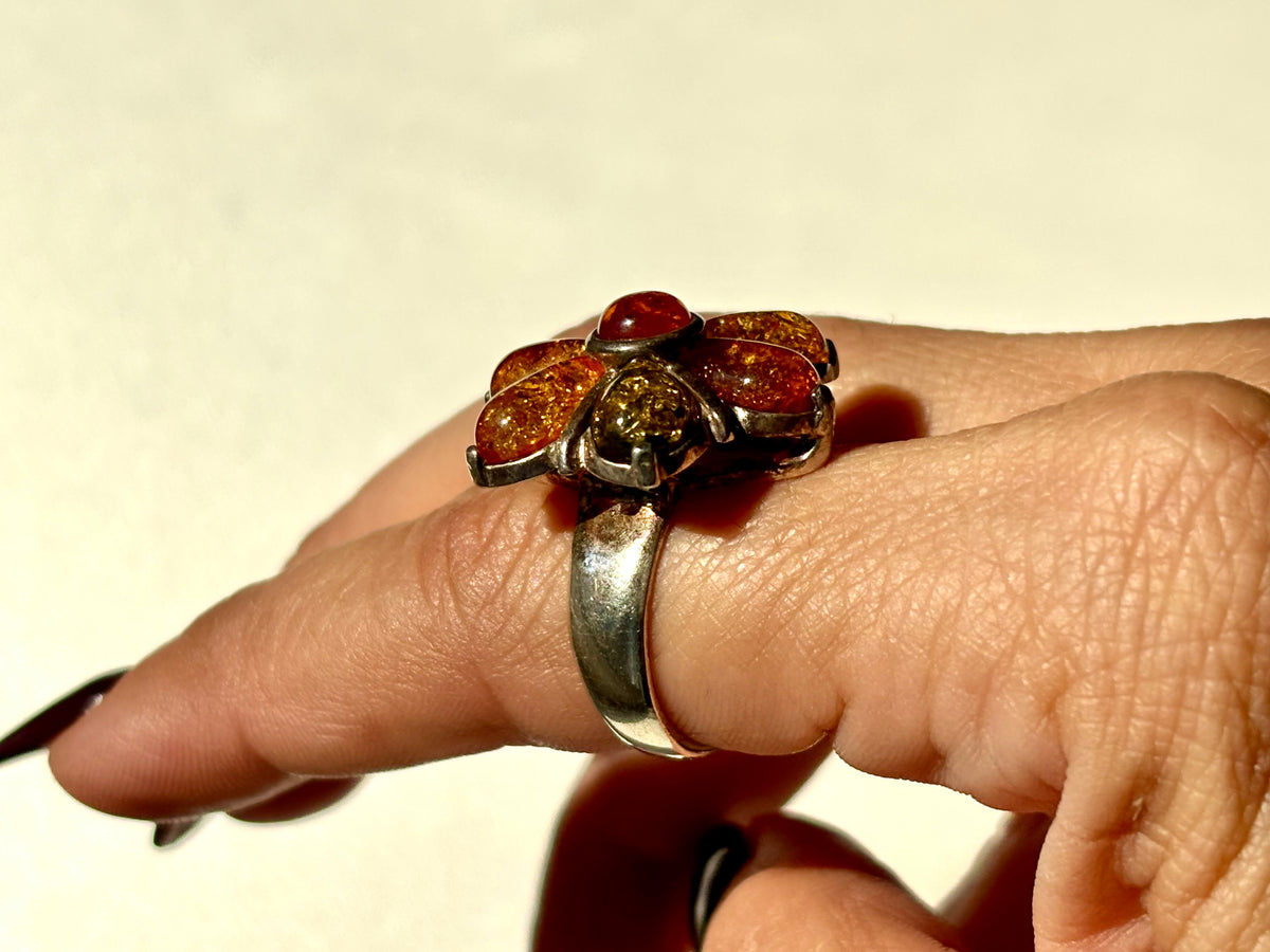V8 Baltic Amber Ring. Size 7