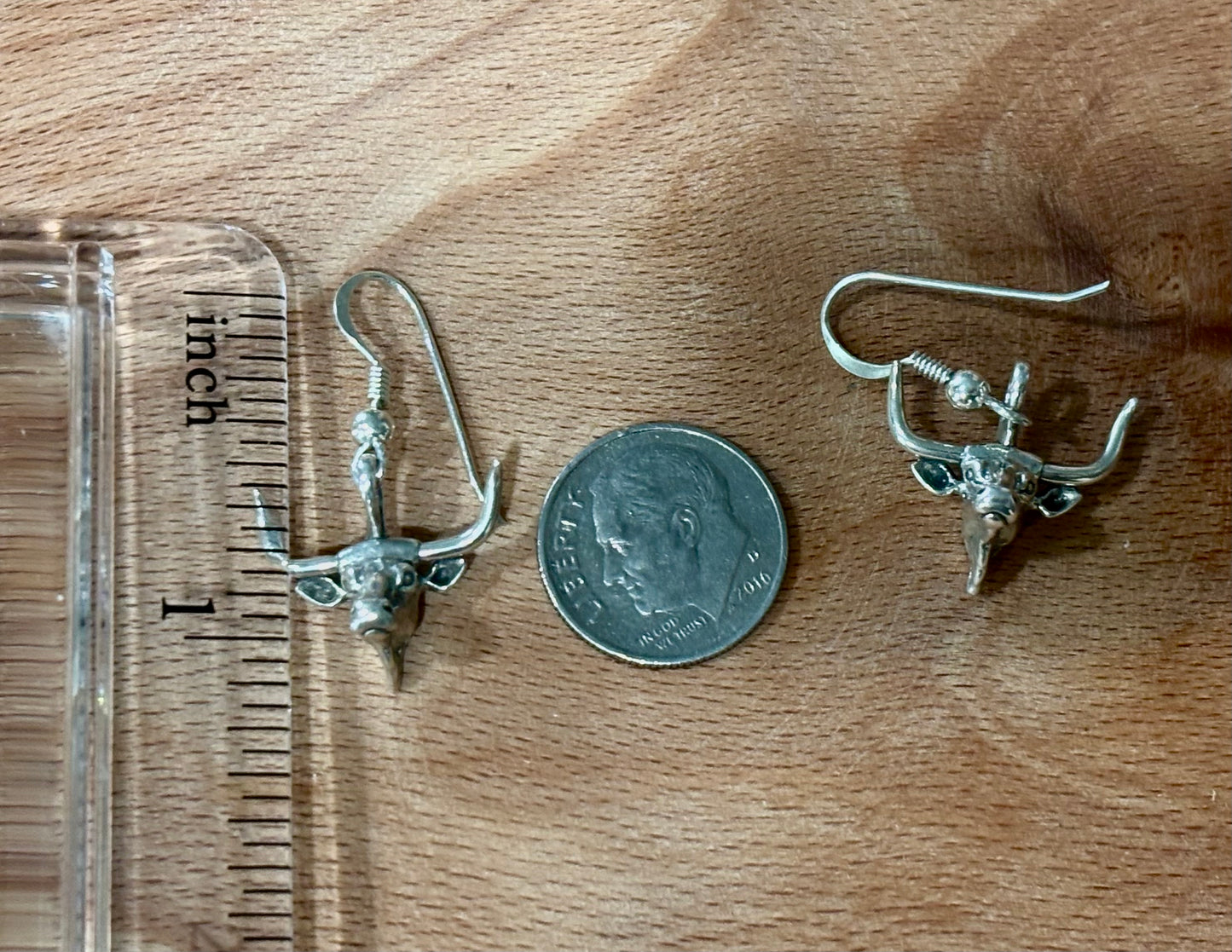Vintage Sterling Silver Longhorn Earrings