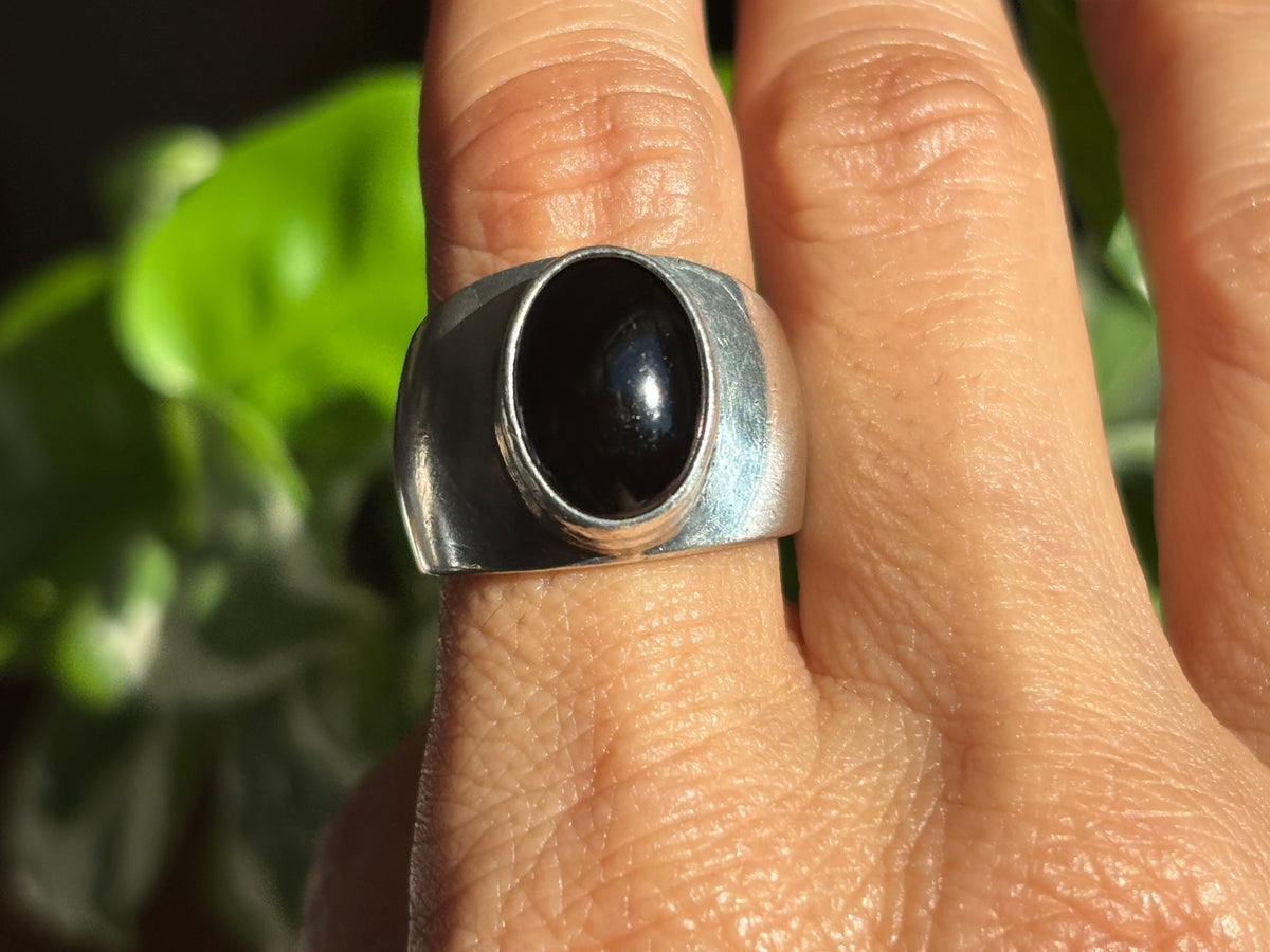 Onyx Modernist Statement Ring. Size 7 1/2