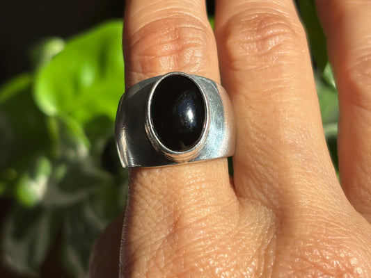 Onyx Modernist Statement Ring. Size 7 1/2