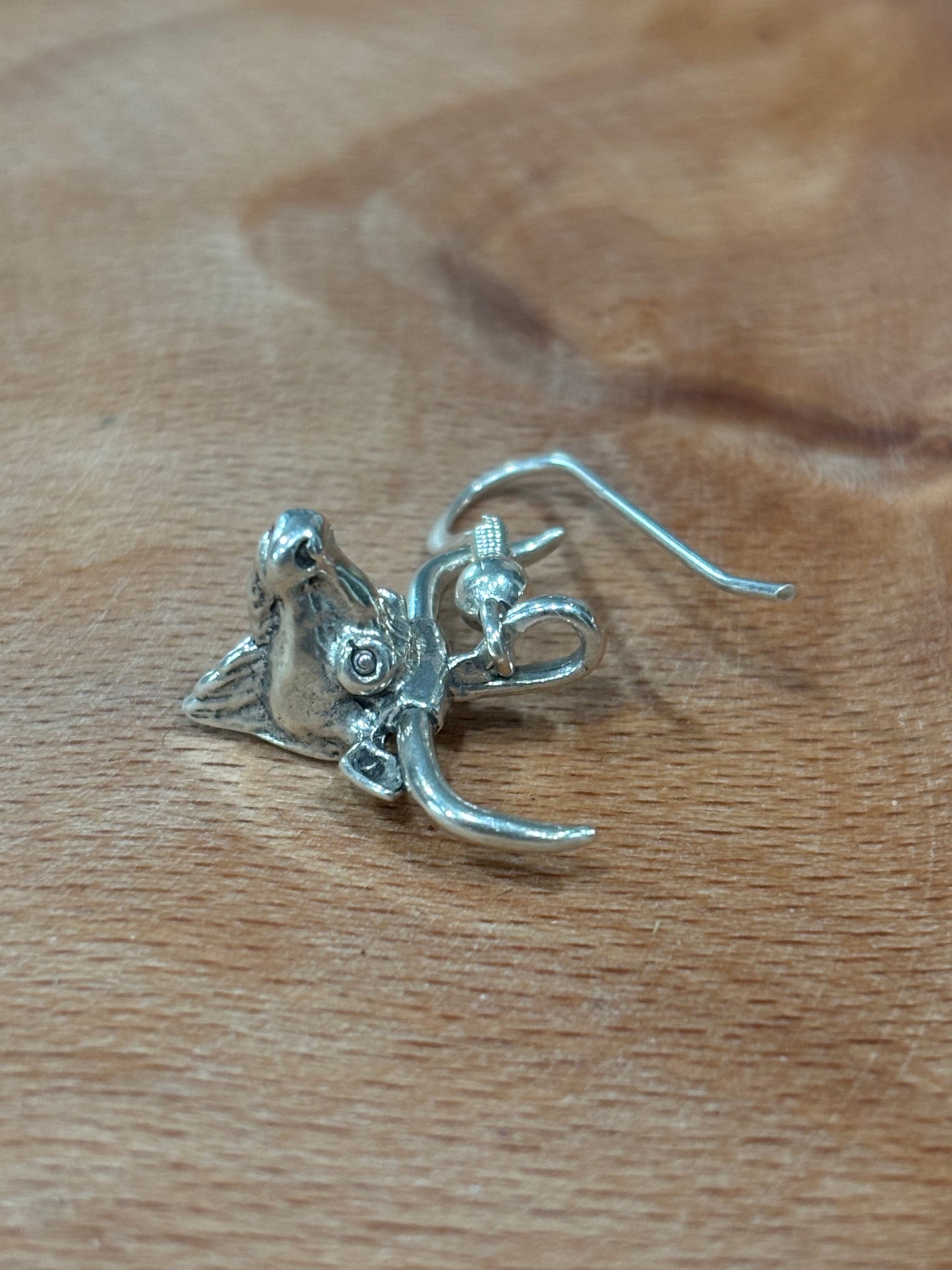 Vintage Sterling Silver Longhorn Earrings