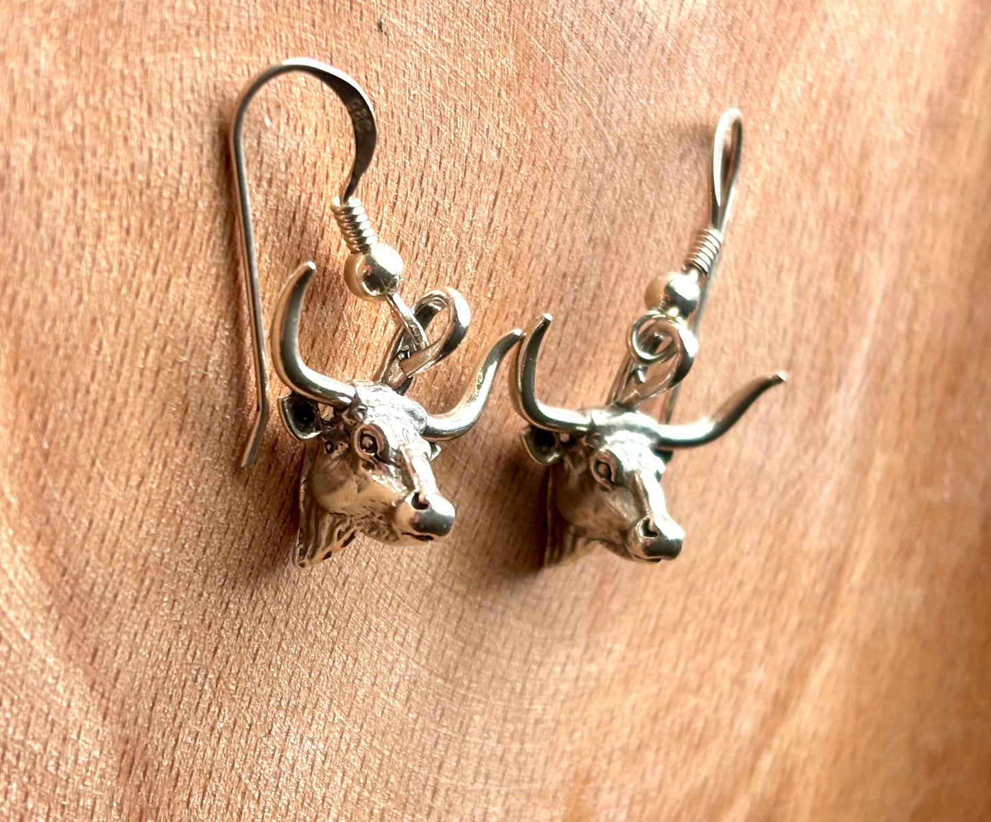 Vintage Sterling Silver Longhorn Earrings