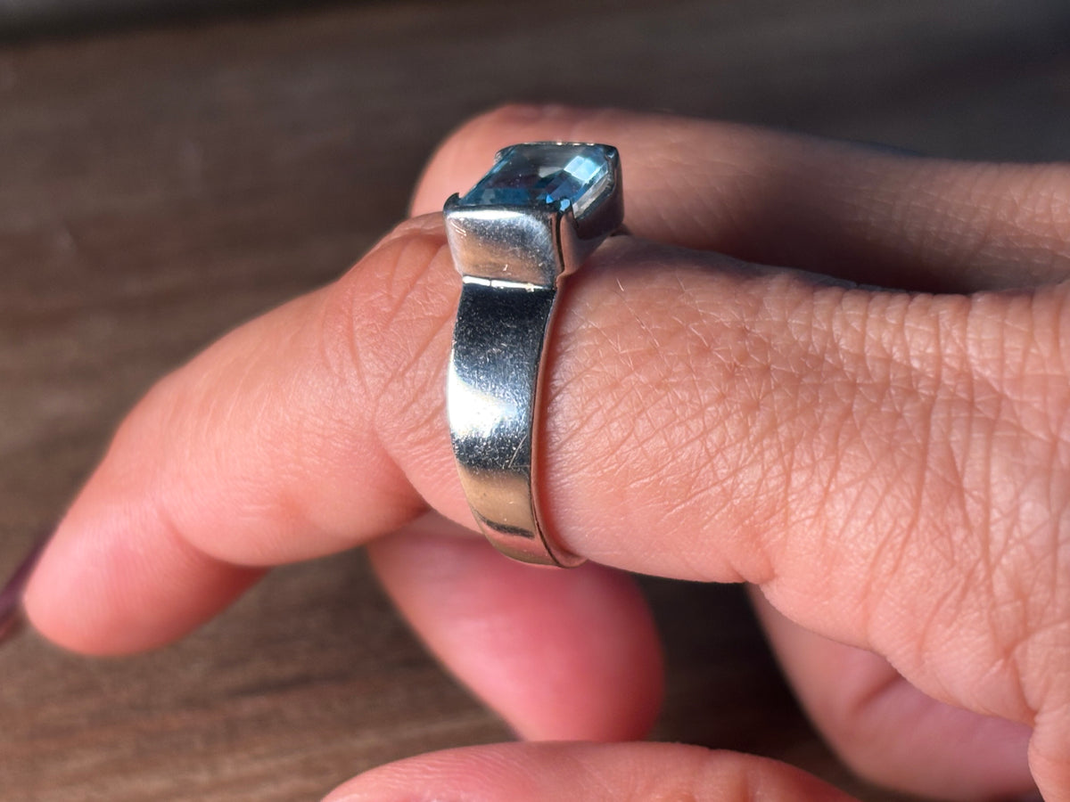 view of the ring on a hand - side view