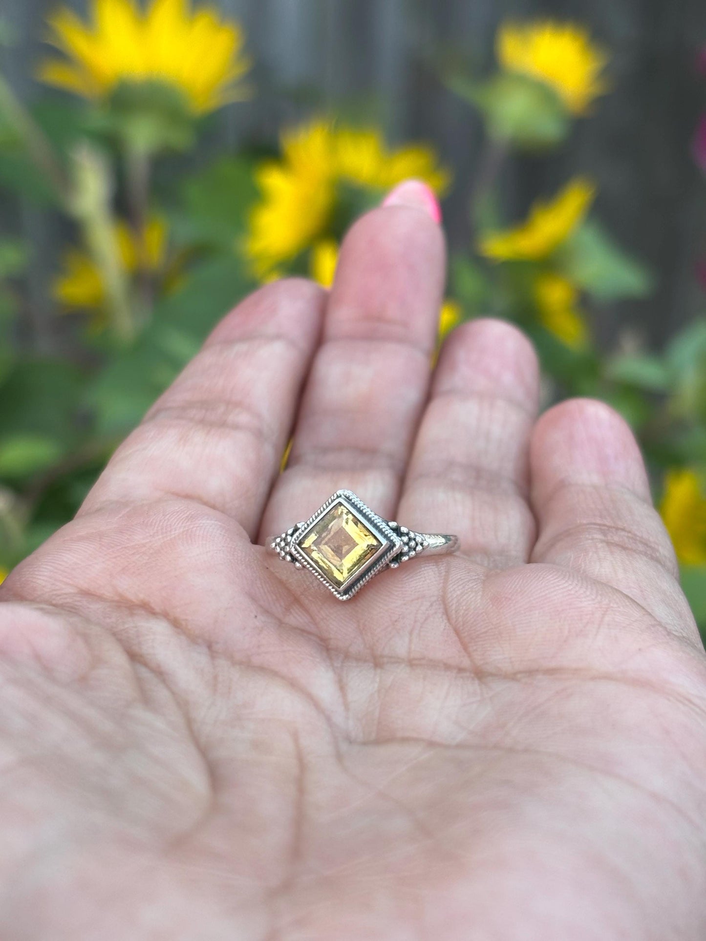 Sterling Silver Citrine Ring  – Size 7 – November Birthstone Jewelry