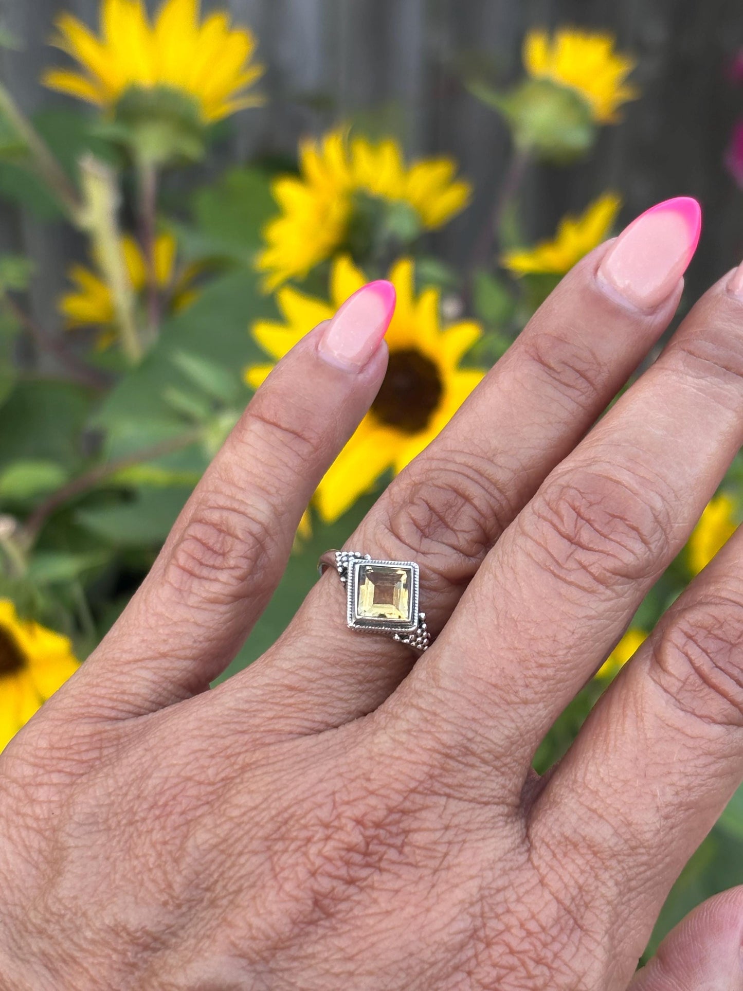 Sterling Silver Citrine Ring  – Size 7 – November Birthstone Jewelry