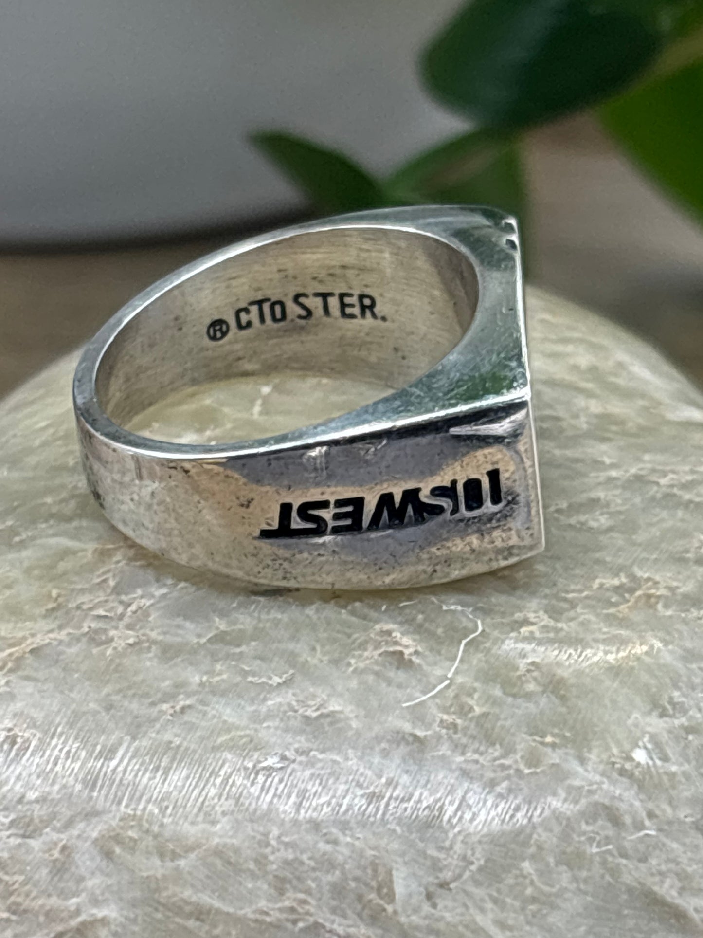 Vintage US WEST Sterling Silver Signet Ring, Size 8