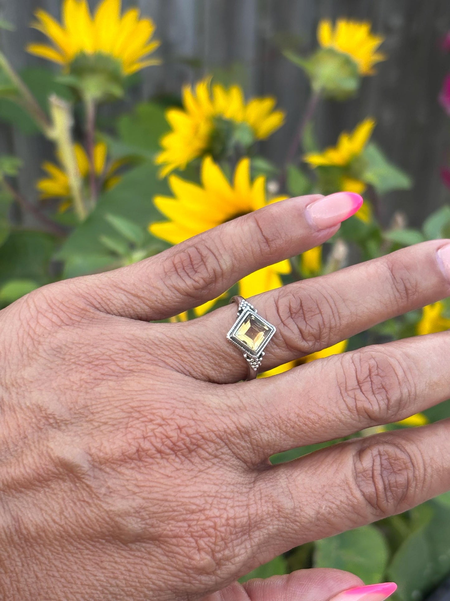Sterling Silver Citrine Ring  – Size 7 – November Birthstone Jewelry