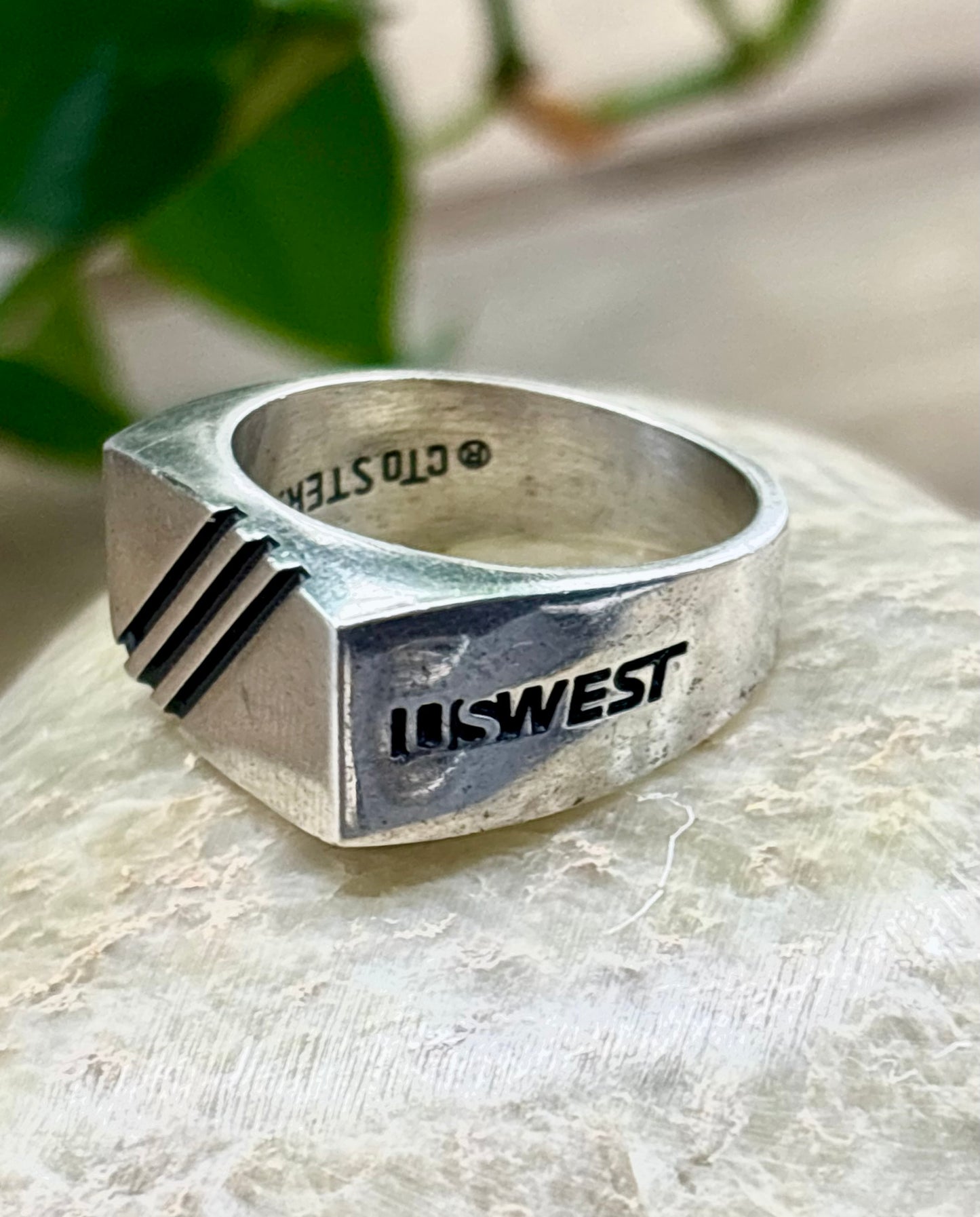 Vintage US WEST Sterling Silver Signet Ring, Size 8