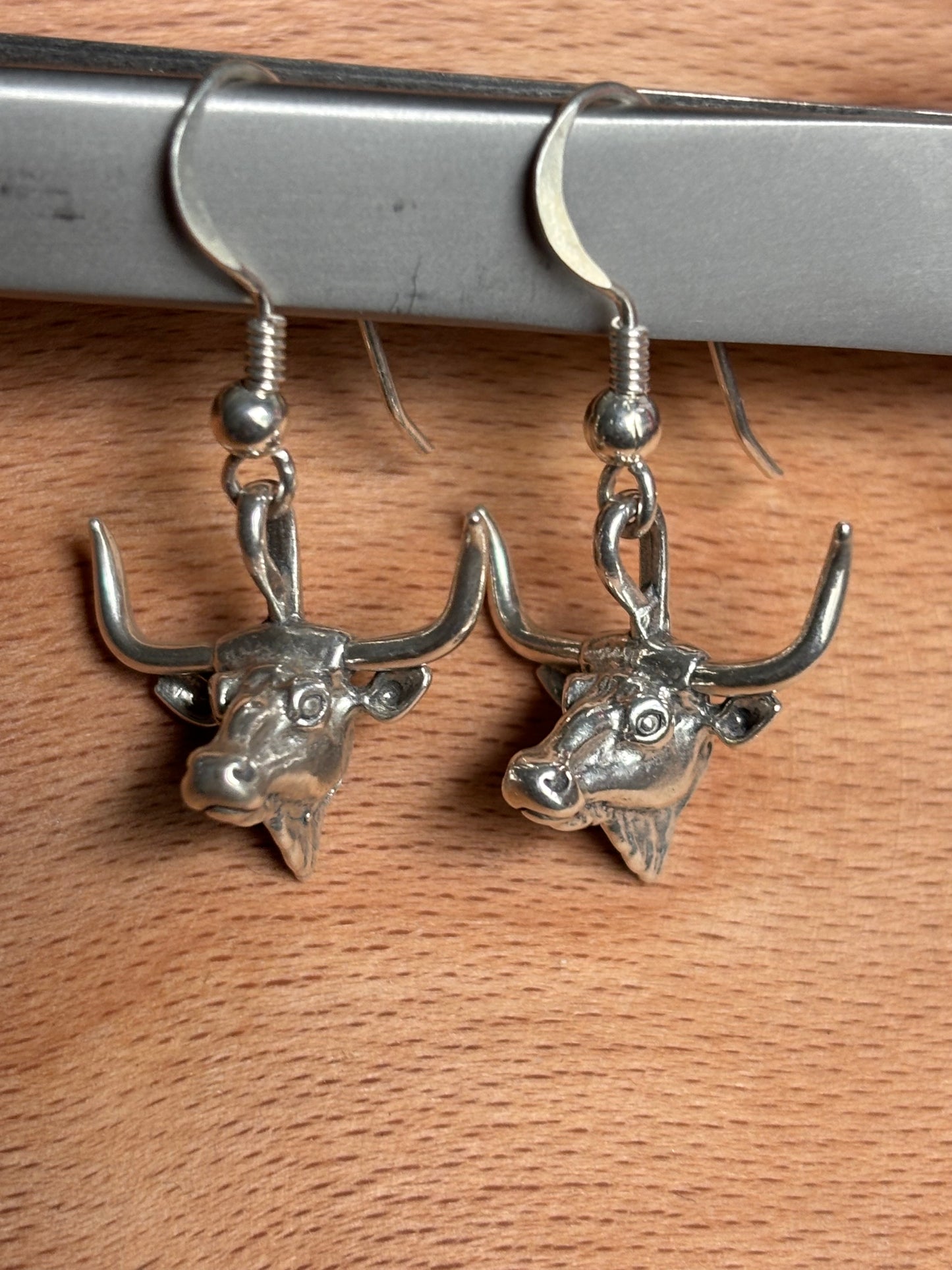 Vintage Sterling Silver Longhorn Earrings