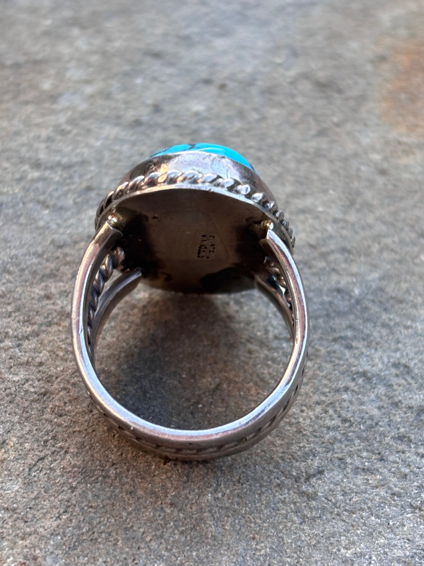 Vintage Navajo Sterling Silver Turquoise Ring. Size 10½