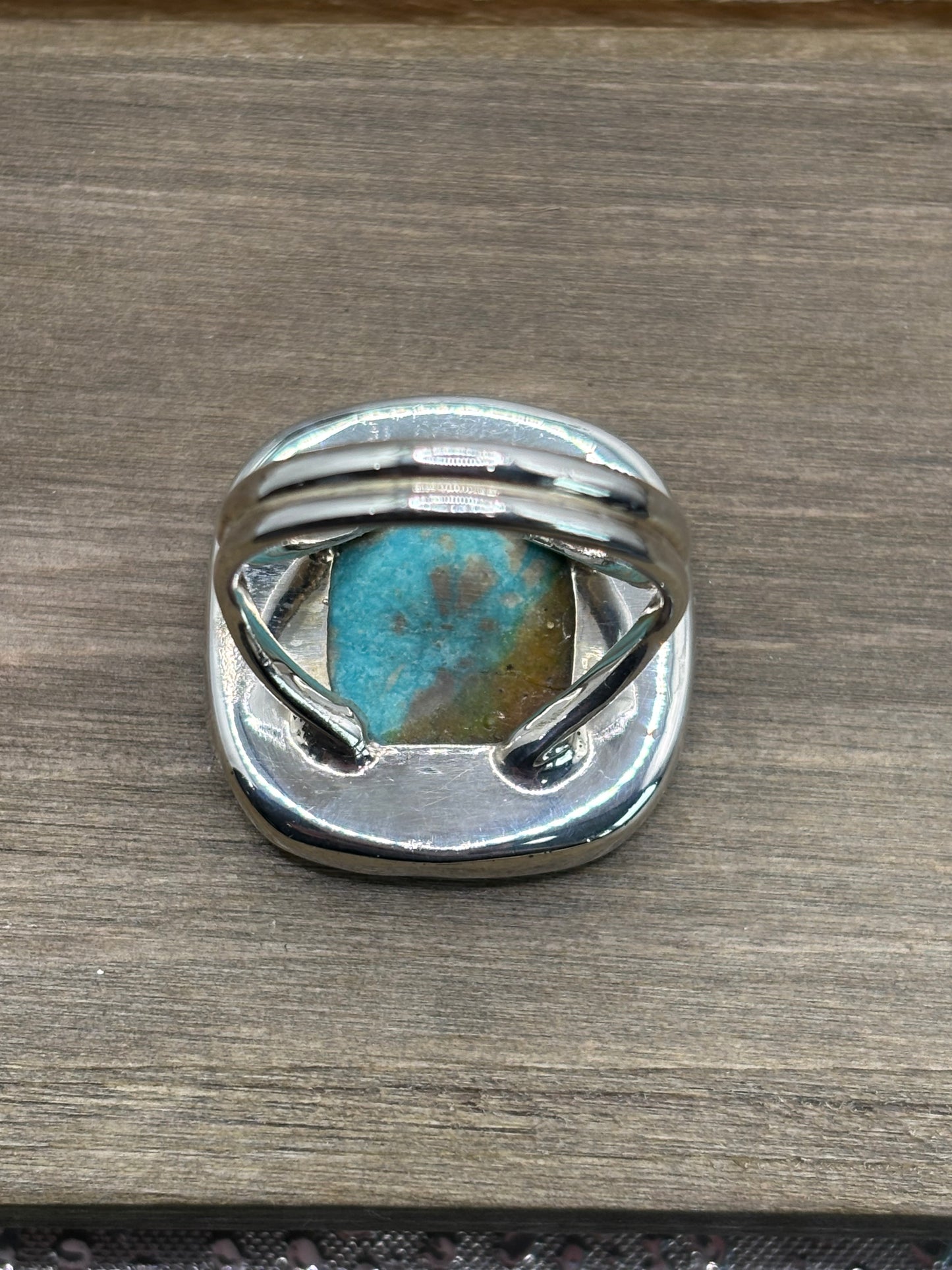 Vintage Turquoise Statement Ring, Sterling Silver, Size 8