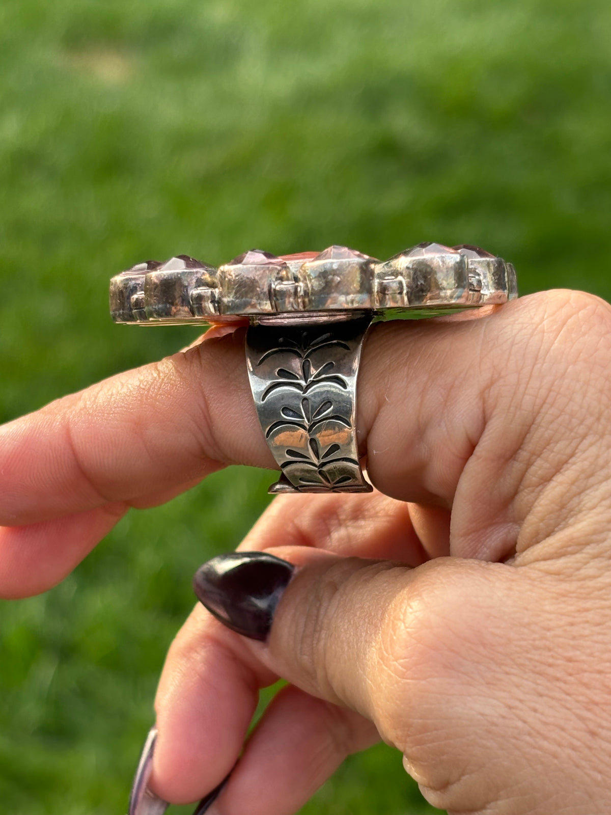 Federico Jimenez Rose Quartz Ring. Size 9 1/2, (Adjusts)