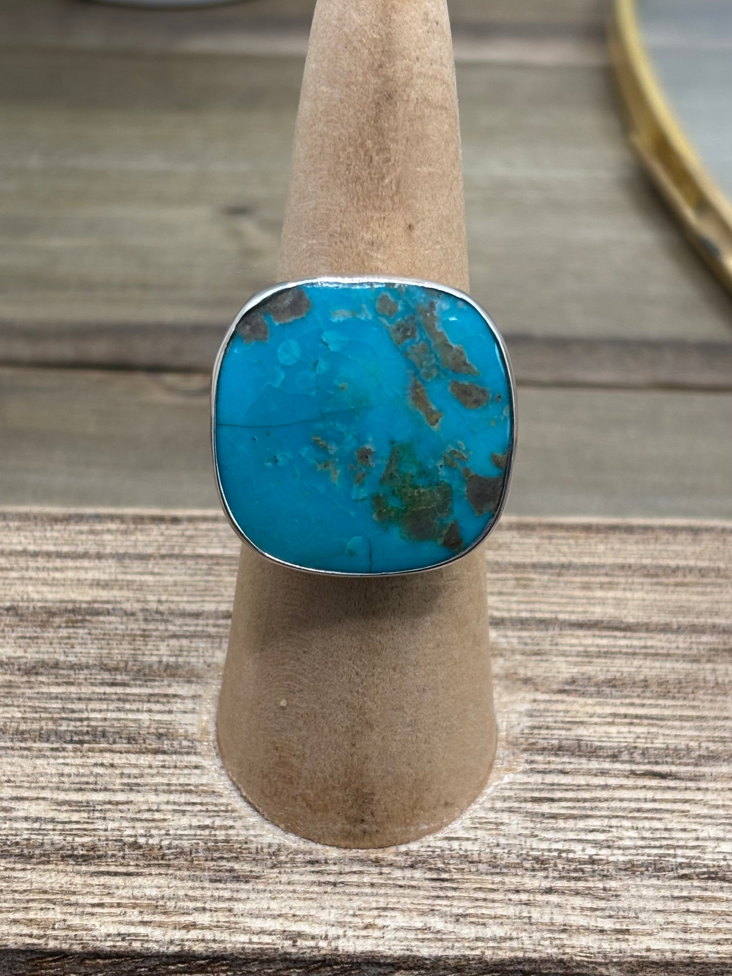 Vintage Turquoise Statement Ring, Sterling Silver, Size 8