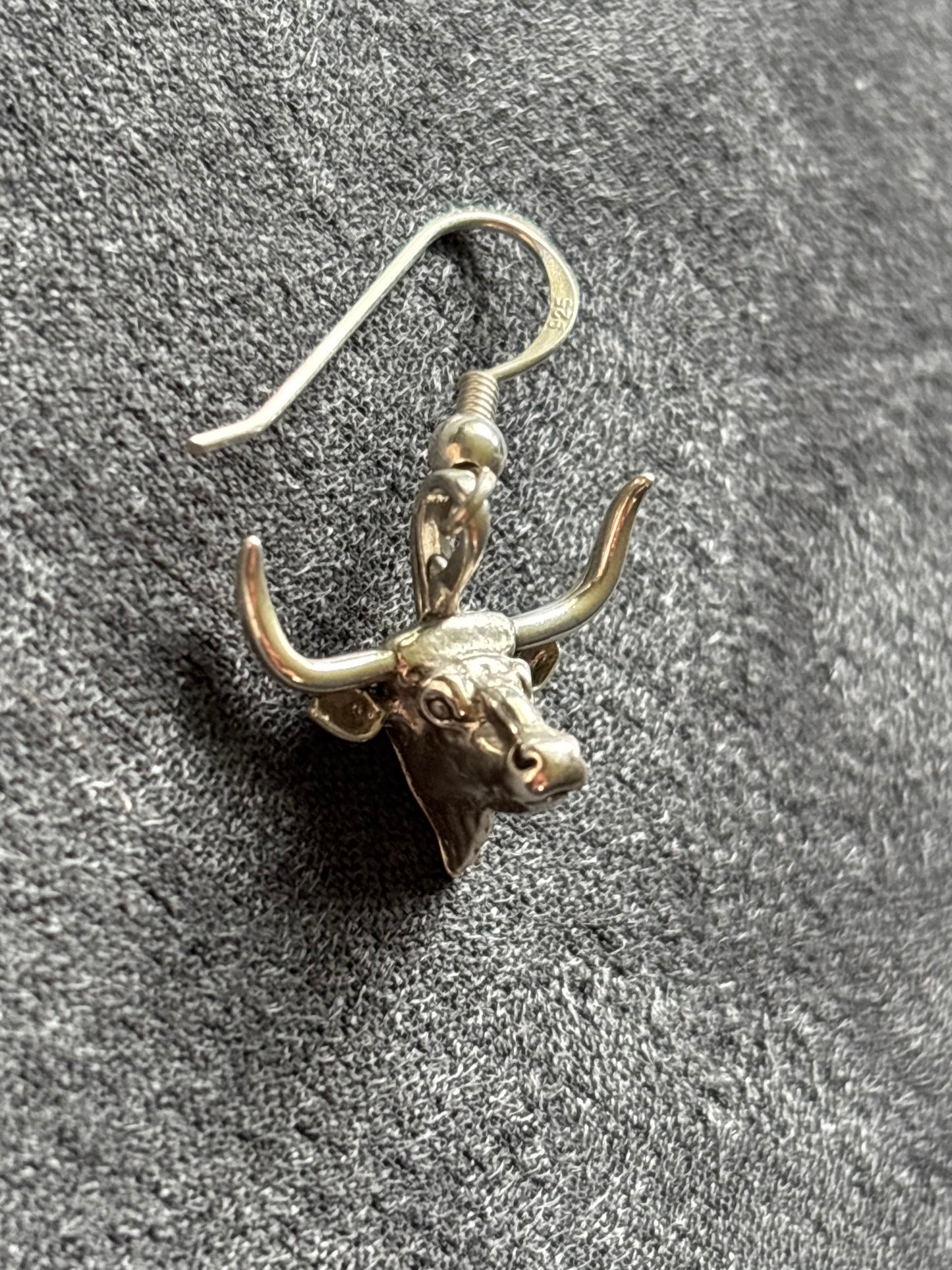 Vintage Sterling Silver Longhorn Earrings